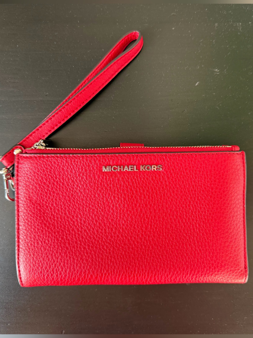 Michael Kors Adele Red Pebbled Leather Wristlet